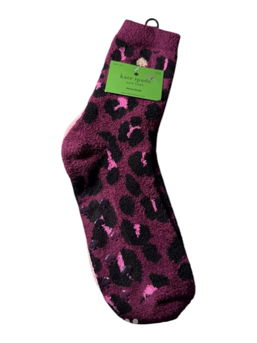 kate spade Plush  Home Socks in Deep Purple and Pink 2 Pair NWT